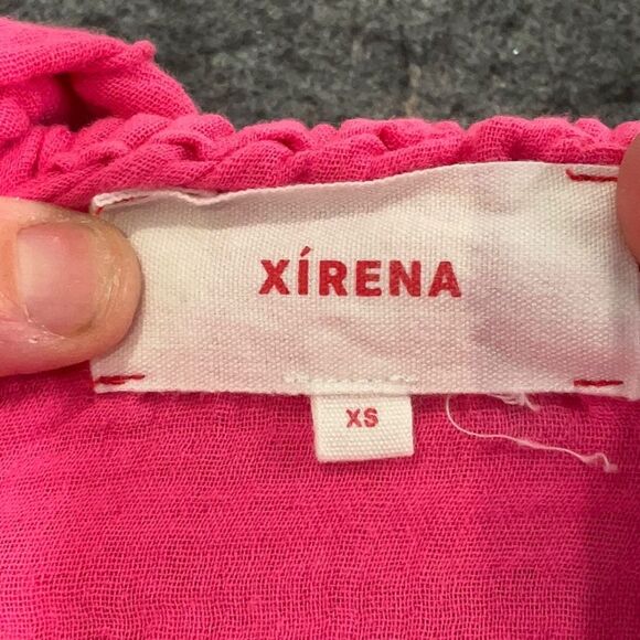 XÍRENA 100% Cotton Gauze Muslin Nissa Tiered Puff Sleeve Mini Coquette Dress XS - Picture 4 of 9